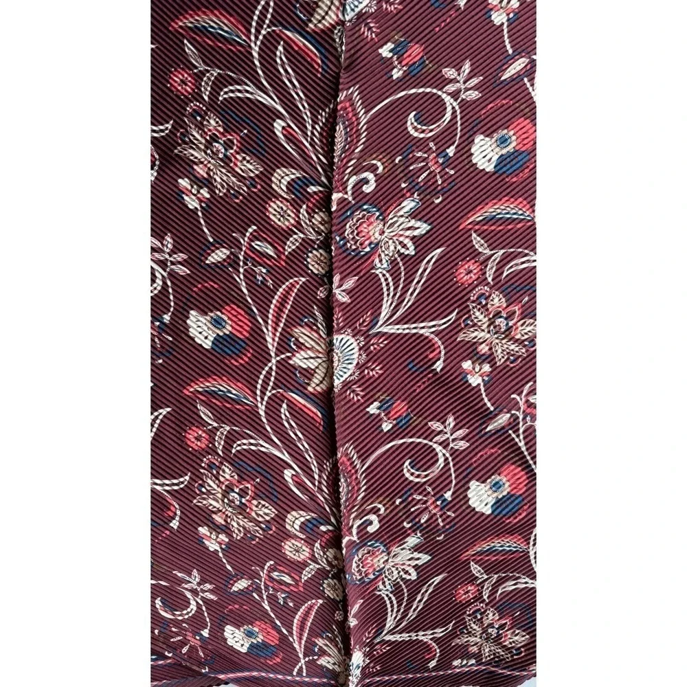 Talbots‎ Burgundy Floral Accordion Pleated Scarf 100% Recycled Polyester NEW